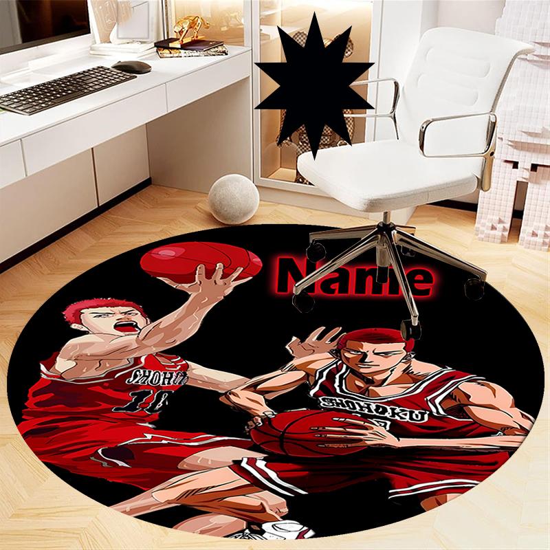 Custom Name Slam Dunk Printed Round Rug Carpet Chair Rug Area Rug Entryway Doormats,for Office Chair Living Room Bedroom Kitchen Room.