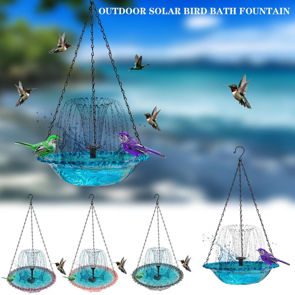 Bird Bath , Solar Bird Bath , Outdoor Garden Floating Hanging Hummingbird Feeder