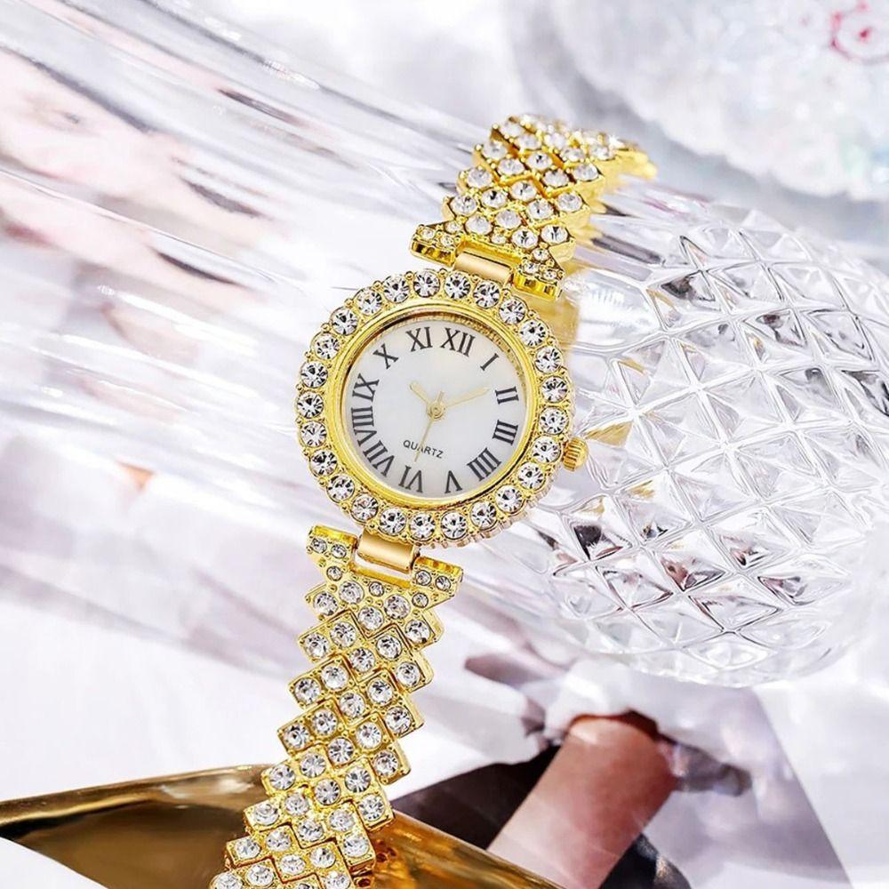 Elegant Women's Wristwatch Luxury Watch Bracelet Set Light Luxury Rose Gold Watch  Festival Gift