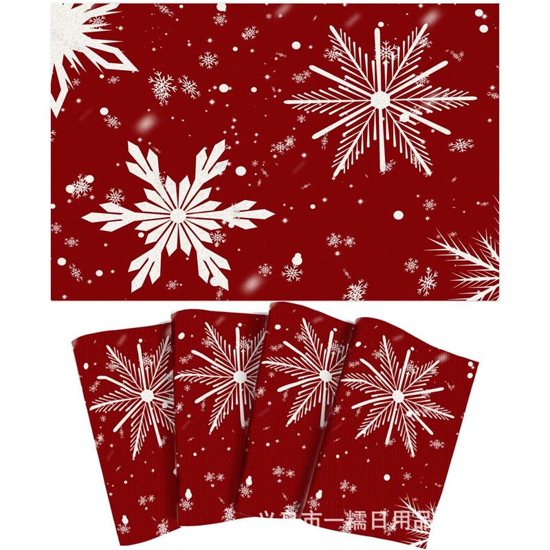 Christmas Snowman & Snowflake Plaid Insulated Placemat - Festive Table Decoration