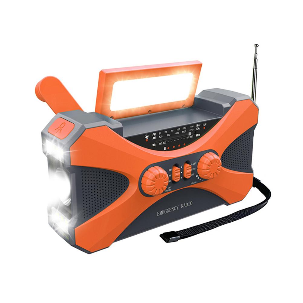 Radio solaire d'urgence rechargeable à manivelle avec lampe de poche portable AMFM multifonctionnelle