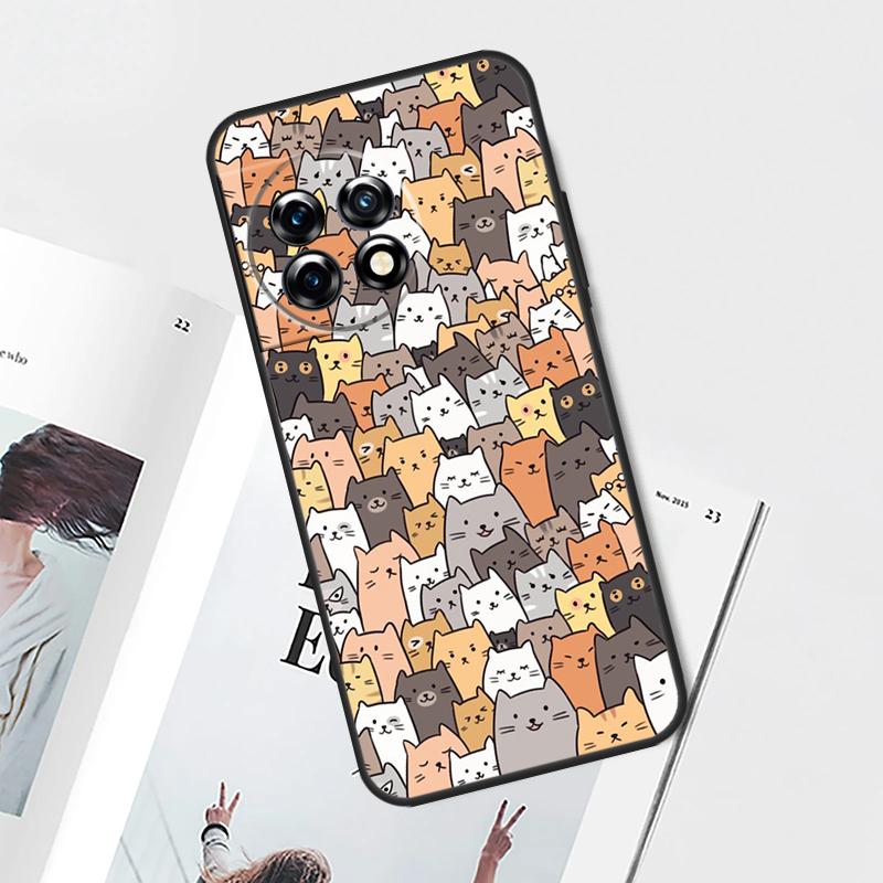 Cute Cartoon Cat Case For OnePlus Nord 5 CE 4 3 Lite N20 N30 OnePlus 15 13 12 11 8 9 10 Pro 12R 13T 13R Cover