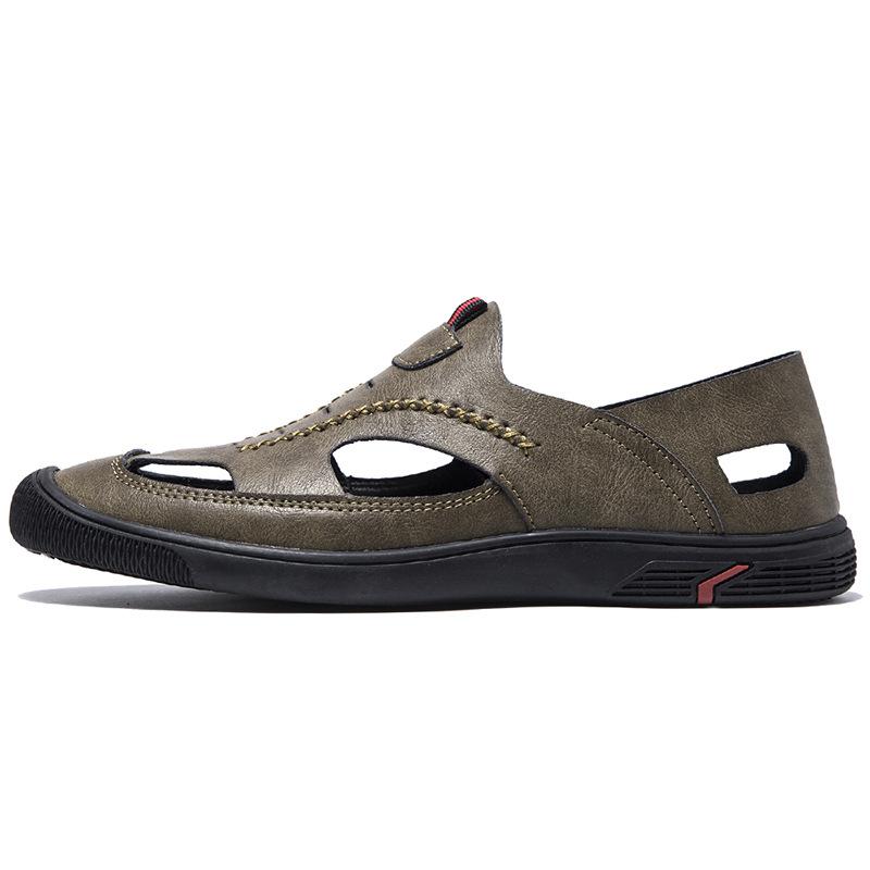 

Летние мужские туфли сандалии полые мужские новые дышащие мягкая подошва легкие повседневные для выхода на улицу обувь с отверстиями обувь для вождения 44 света кофе