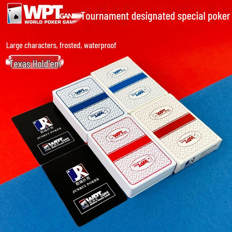 WPT Texas Hold'em Poker Waterproof Large Print Frosted PVC Playing Cards - Durable, Fold-Resistant, Customizable