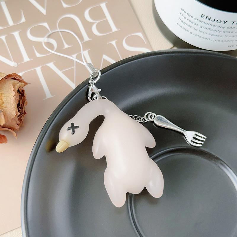 Creative Color Changing Roast Duck Phone Lanyard Keychain Funny Personality Keyring Car Key Holder Cute Bag Pendant Lovely Gifts