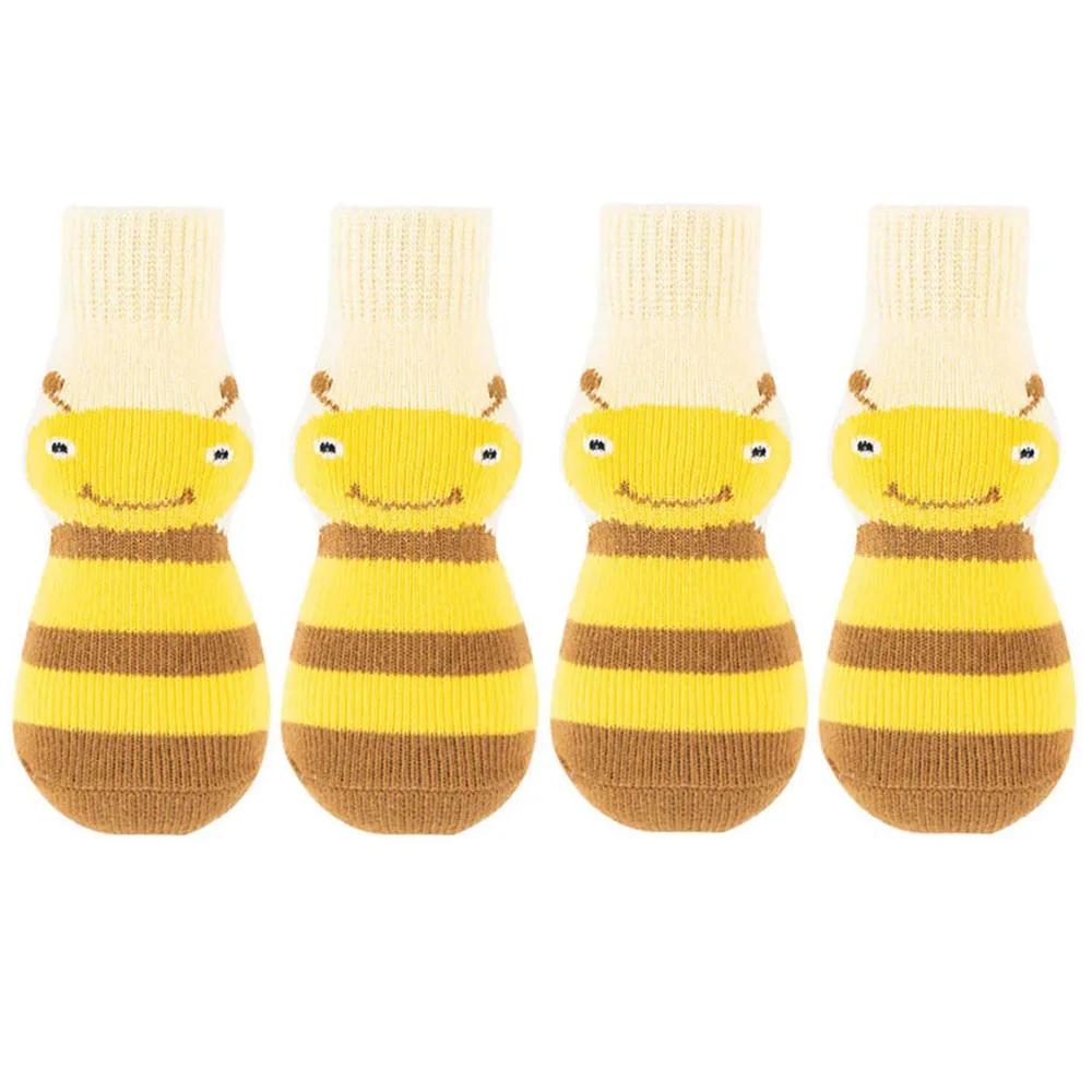 

4 шт. противоскользящие носки для собак, теплые протекторы для лап, нескользящие пинетки для больших собак для скользких полов из твердой древесины, плитки, ламината, мрамора 2XL жёлтый