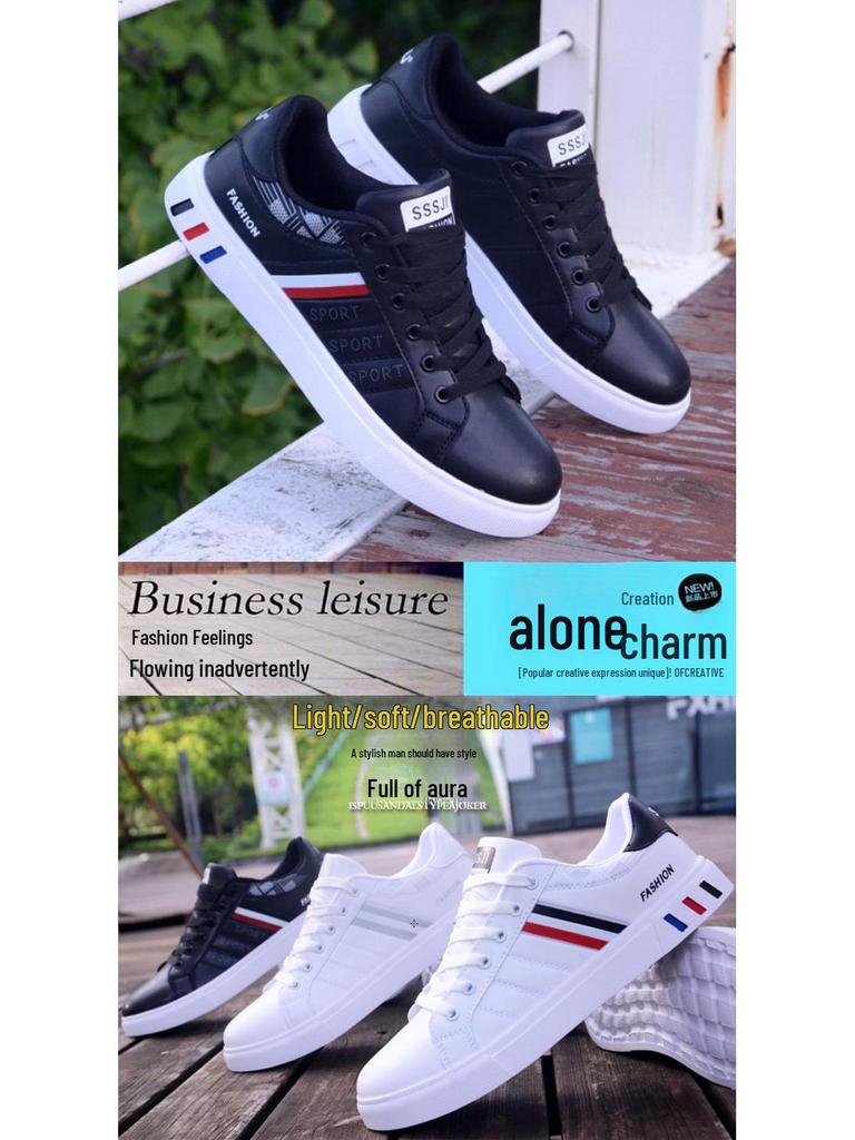 2024 Summer Men's Trendy White Casual Sports Shoes - Korean Style, All-Match, Flat Sneakers for Students