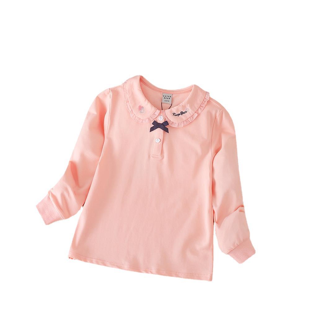 Girls' Long Sleeve Cotton Polo Shirt - Autumn Korean College Style