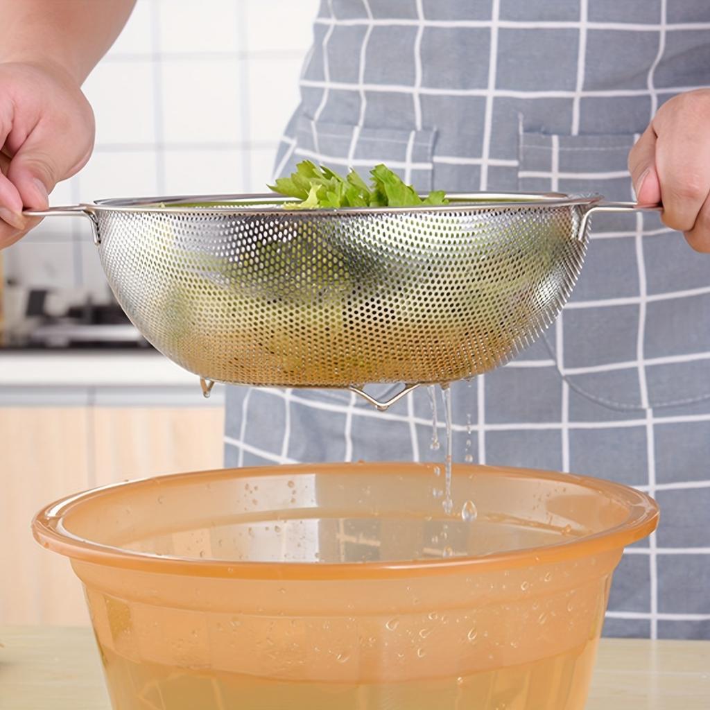 Stainless Steel Kitchen Draining Basket - Perfect for Fruits & Vegetables, Essential Cooking Accessory