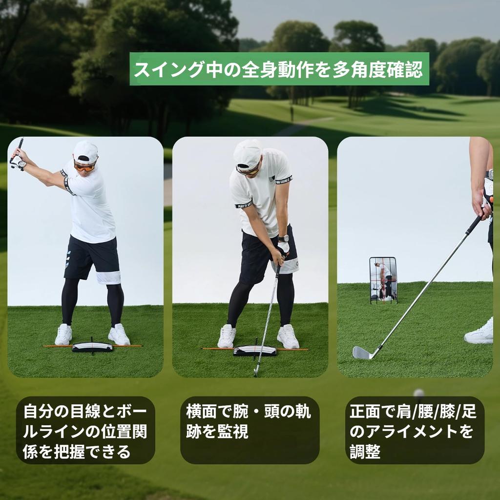 MELELINKS Golf Swing Mirror, Golf Putting Mirror, Fully Adjustable Wide Angle Posture Correction Tool for Golf Learning, Foldable Stand