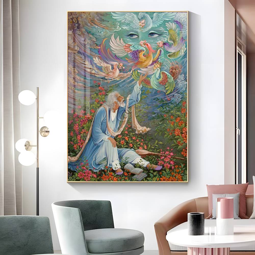 1pc Mahmoud Farshchian Persian Painting Poster Sticker Print Waterproof Wall Art For Living Room Bedroom Home Decor