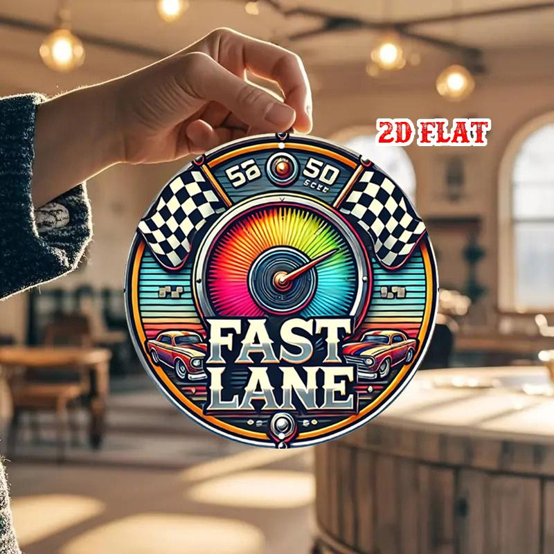 D Flat pc Classic Cars Round Aluminum Sign Vintage Style Metal Tin Sign Design X Round Aluminum Sign Speedometer