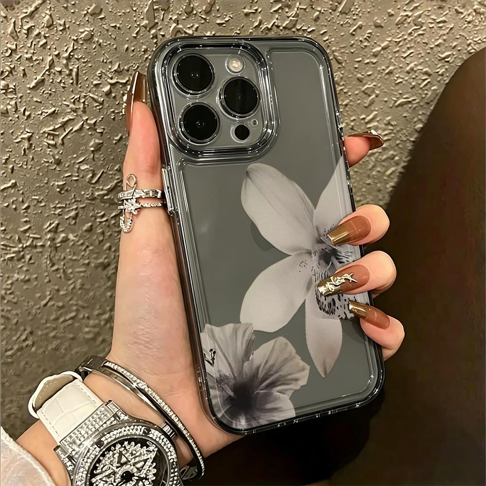 Gray Orchids Phone Case For Iphone 17E 16E 15 14 13 12 11 Pro Max Plus 17 Air Shockproof Anti-Fall Protective Cover