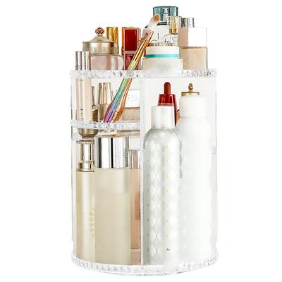 Makeup Tools Storage Box Transparent 360 Degree Rotatable Large Capacity Cosmetic Organizer