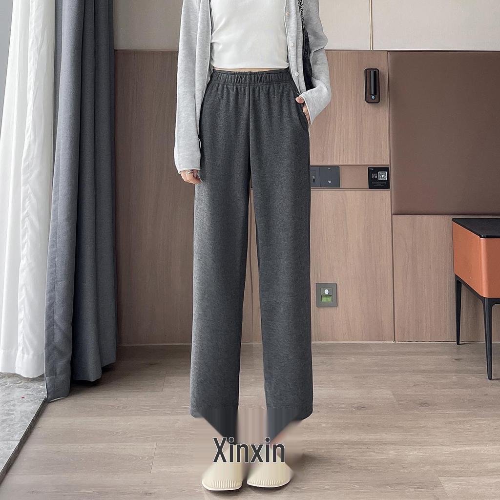 Damen 419 Acetat Wolle Weitbein Hose: Kleine gerade Hose für Frühling, Herbst und Winter.