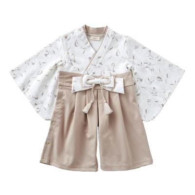 Macacão Hakama Bebê Kimono [Emoka] (80cm, Cinza/Papoula)