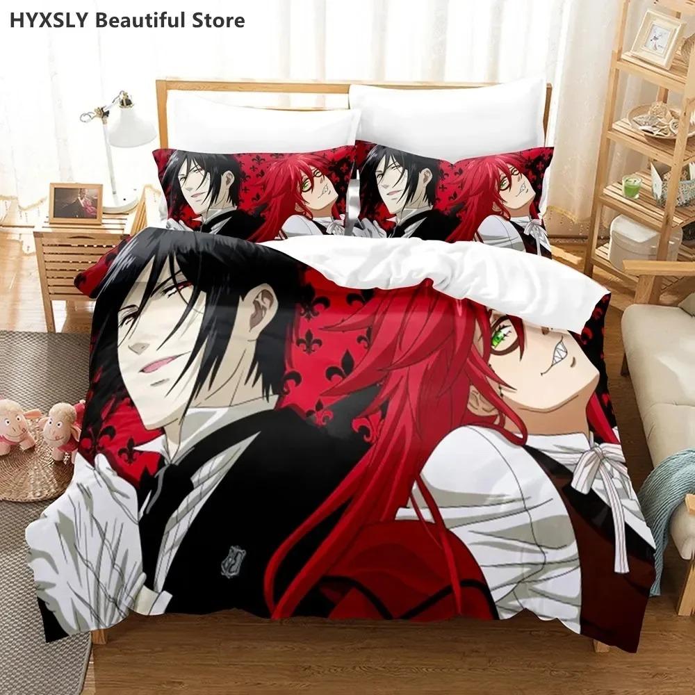 Black Butler Anime Bedding Set Duvet CoverPillowcases Single Twin Full Queen King Kids Teens 3D Duvet Cover Sets Bed Linen