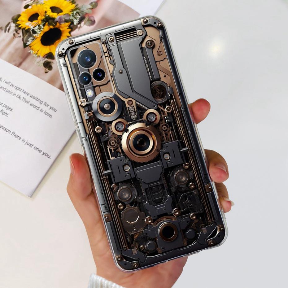 For Vivo V21 4G 5G V21S Fashion Dragon Metal Style Painted Case For Vivo V 21 21S V2050 V2066 V2108 Soft Silicone Phone Cases
