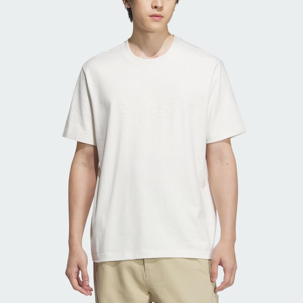 Adidas Originals Monogram Cotton Vintage Loose Fit Crew Neck Short Sleeve T-Shirt Men Tops White JX2628