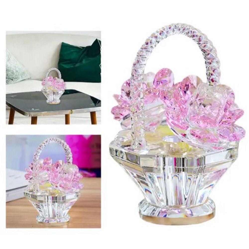 Krystallkunst Krystall Blomsterkurv Figurer Små Bilpynt TV-hylle