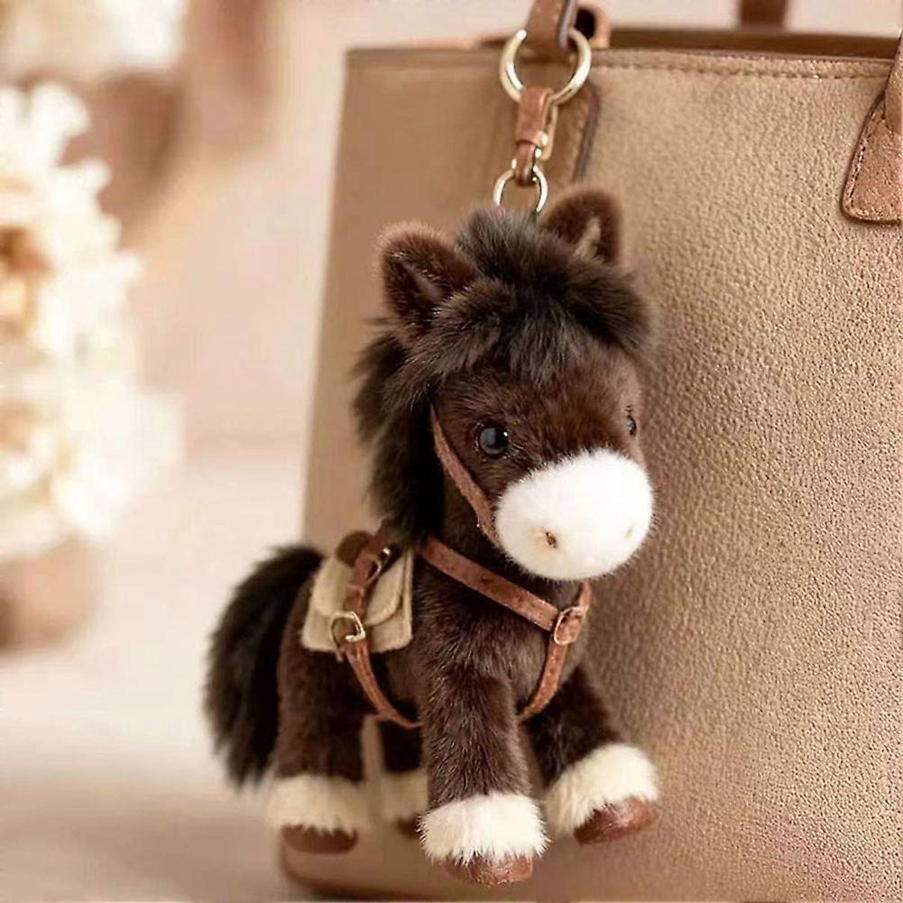 Cute Plush Horse Keychain Soft Stuffed Animal Bag Charm Cartoon Pendant Accessory for Backpack Purse, Pony Key Ring