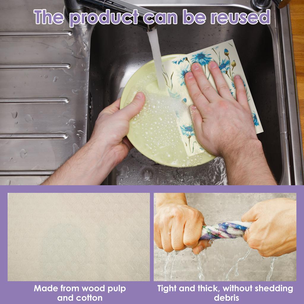 8Pcs Kitchen Dishcloth Absorbent Swedish Dishcloths Kitchen Dish Rags Reusable Wet Dry Cleaning Cloths for Kitchen Bathroom