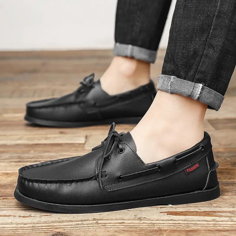 Fashion genuine Leather Casual Shoes for Men Summer Loafers Driving Shoes Slip on Mens Moccasins Brand Luxury Men Dress Business Shoes