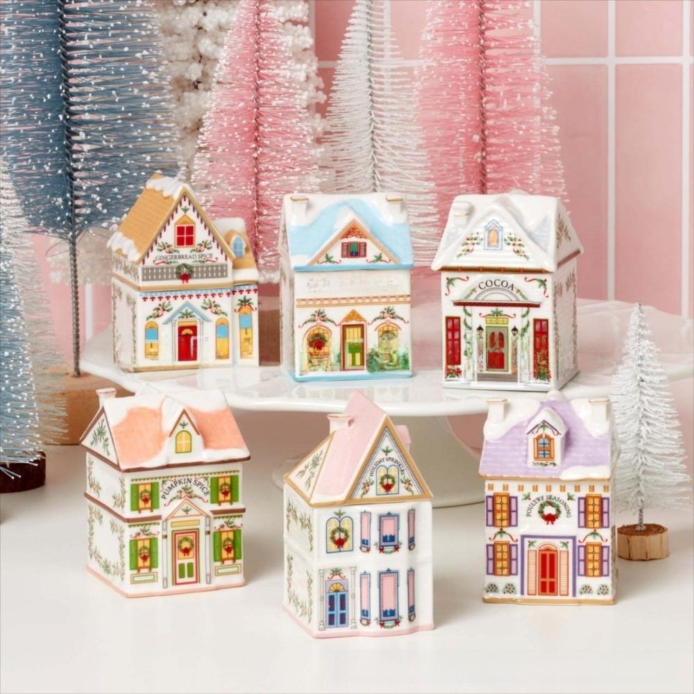 Gifts Cute Holiday Village Spice House Mini Desktop Decoration House Village Spice House Jars Cartoon House Craft Ornament