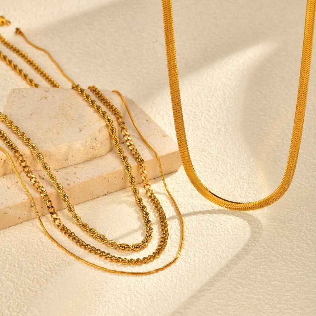 Herringbone Necklace for Women,Dainty Gold Color Necklace, Simple Layered Necklaces Jewelry Gift