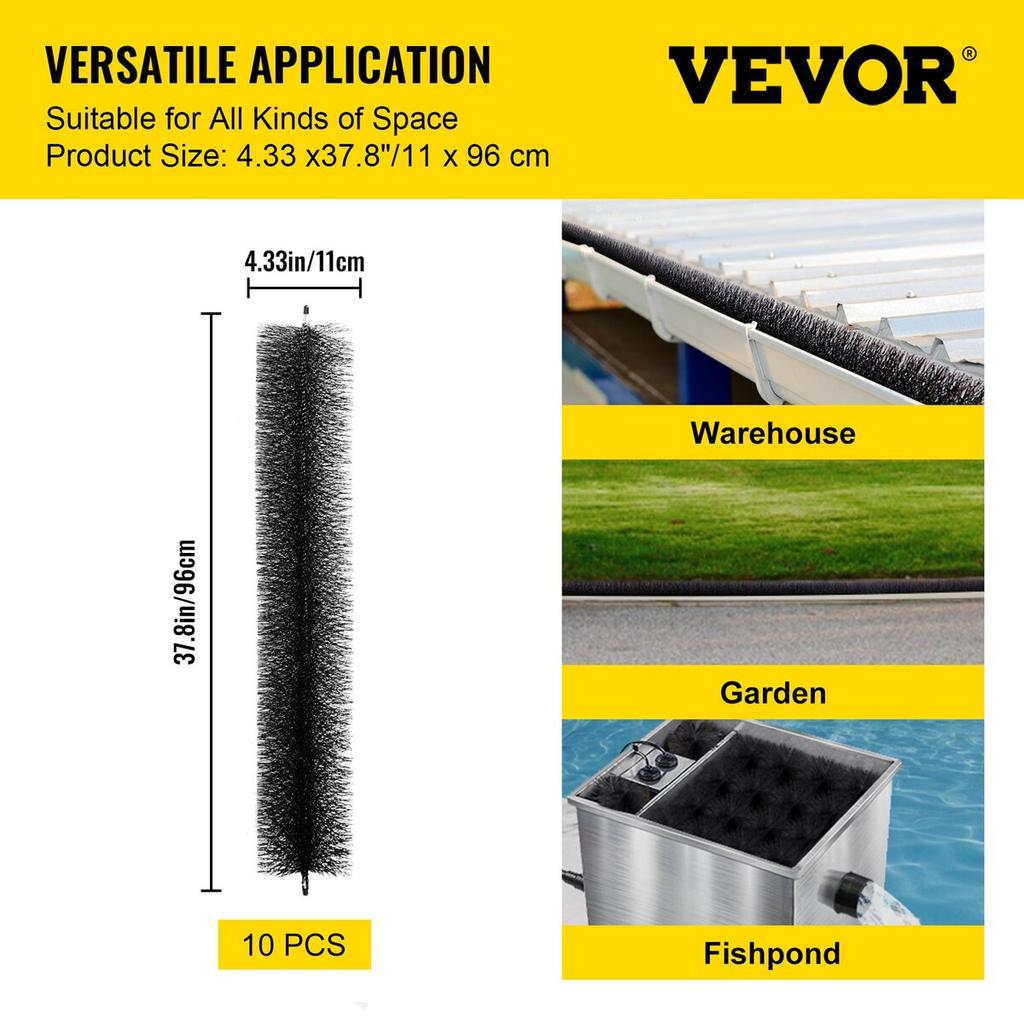 Gutter Guard Brush With 30 FT Length Bristle, 4.33\"(Dia) Gutter Brush Leaf Guard Fit for 5 Inches Gutter, Galvanized Steel Wire Gutter Brush, No