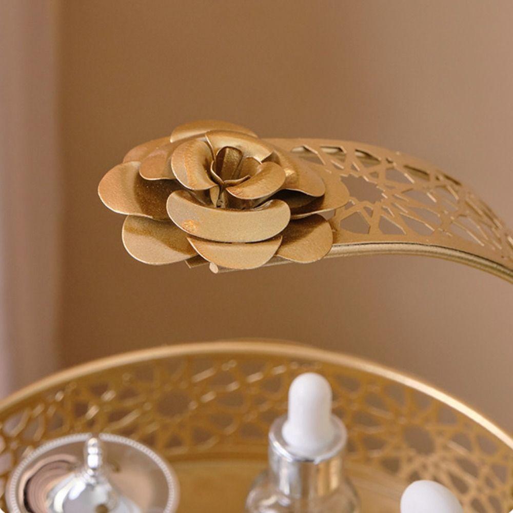 Light Luxury 1/2 Tiers Iron Decorative Tray Gold Large Capacity Makeup Storage Shelf Waterproof Makeup Tray Living Room