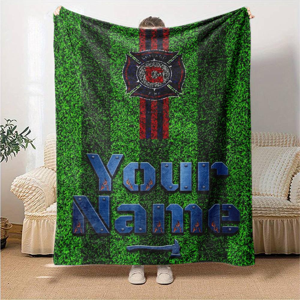 Name Custom Chicago Fire Print Flannel Blanket High Quality Warm Comfortable Cover for All Seasons Perfect for Gifts Home Decor