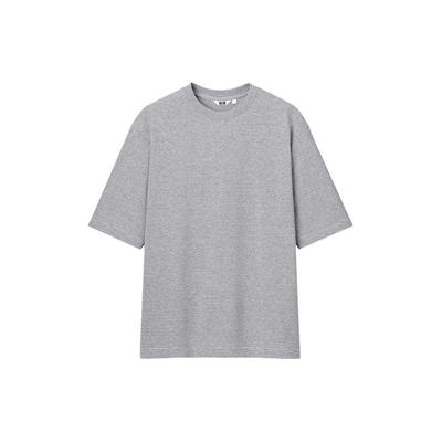 Uniqlo SS24 U Serie Minimalistisches lockeres gestreiftes Kurzarm-T-Shirt Unisex Oberteile Grau 467825-00