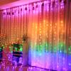 Multicolor Fairy Curtain Light (300 LED, 10 Strings, 3x3 Mtr) Indoor Outdoor Decoration for Diwali, Christmas, Patio with Remote and USB Power Supply