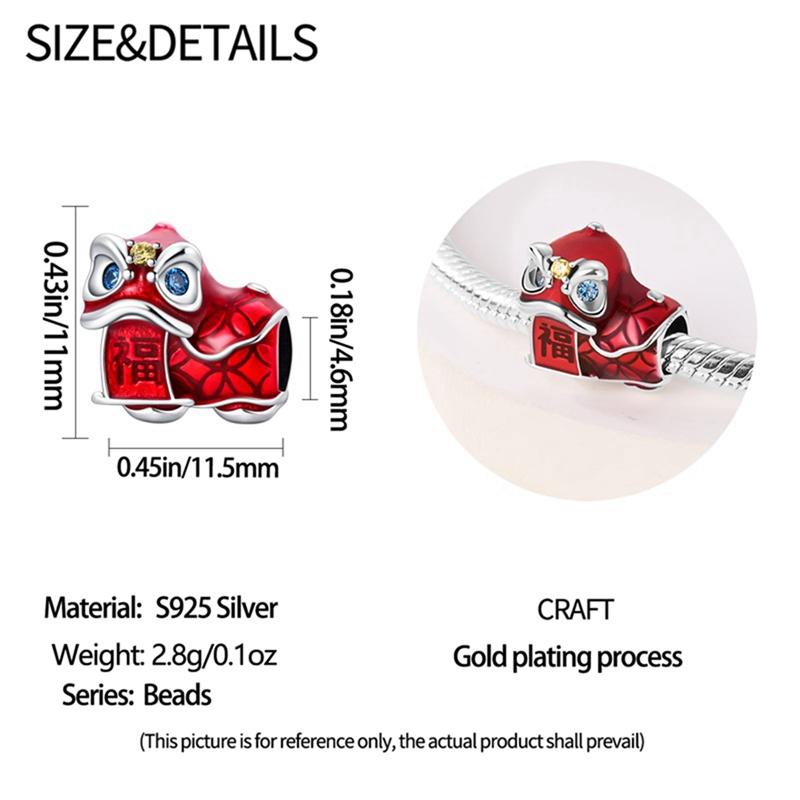 Girl Metal Chinese Knot Lucky Cat Lion Dance Charms Fit Original Bangle Necklace Make your own Beads Ideal for Accessory Elegant Fashion Beautiful
