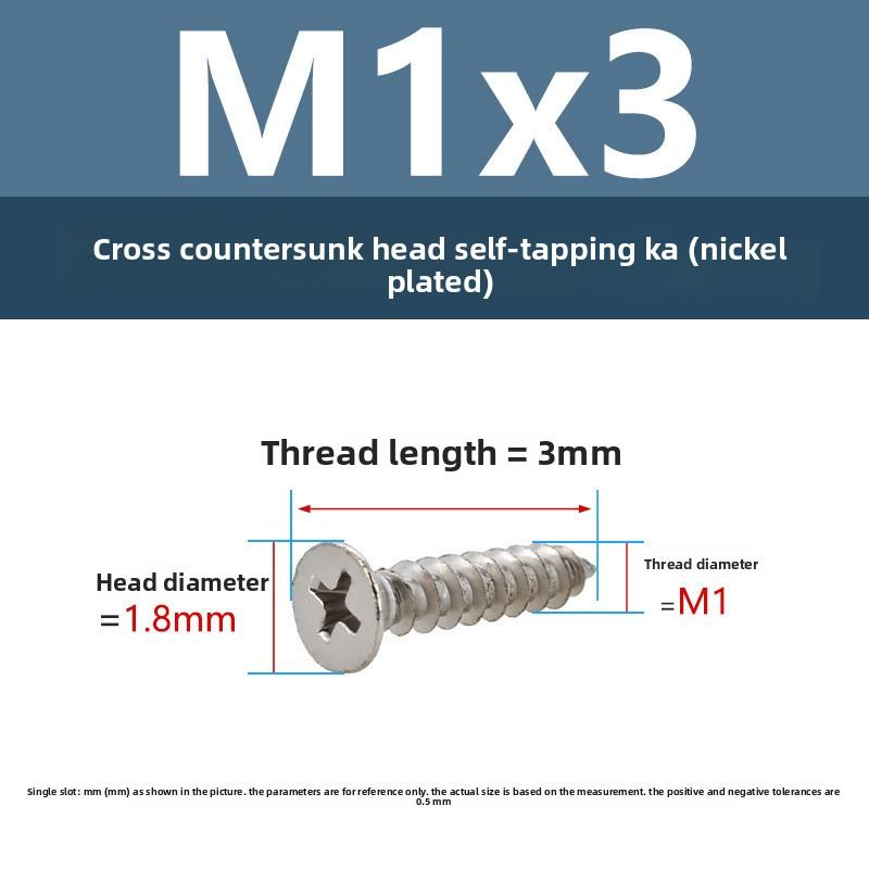 4 PCS Cross Flat Head Wood Screws M1 M1.5 M5 Construction Screws Zinc Plated Self Tapping Wood Screws For Cabinet Fiberboard