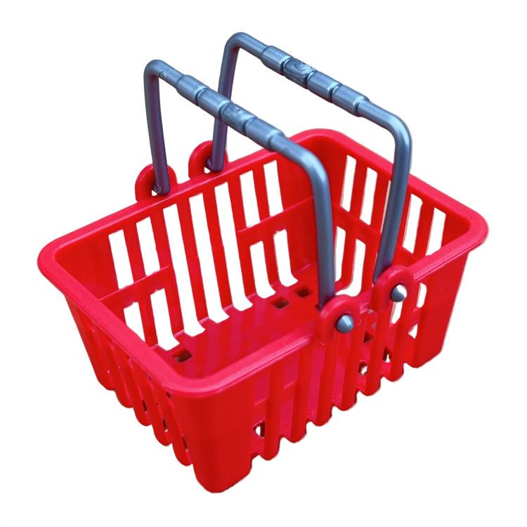 Kids' Pretend Play Mini Shopping Basket for Fruits & Vegetables - Double Handle Storage Toy