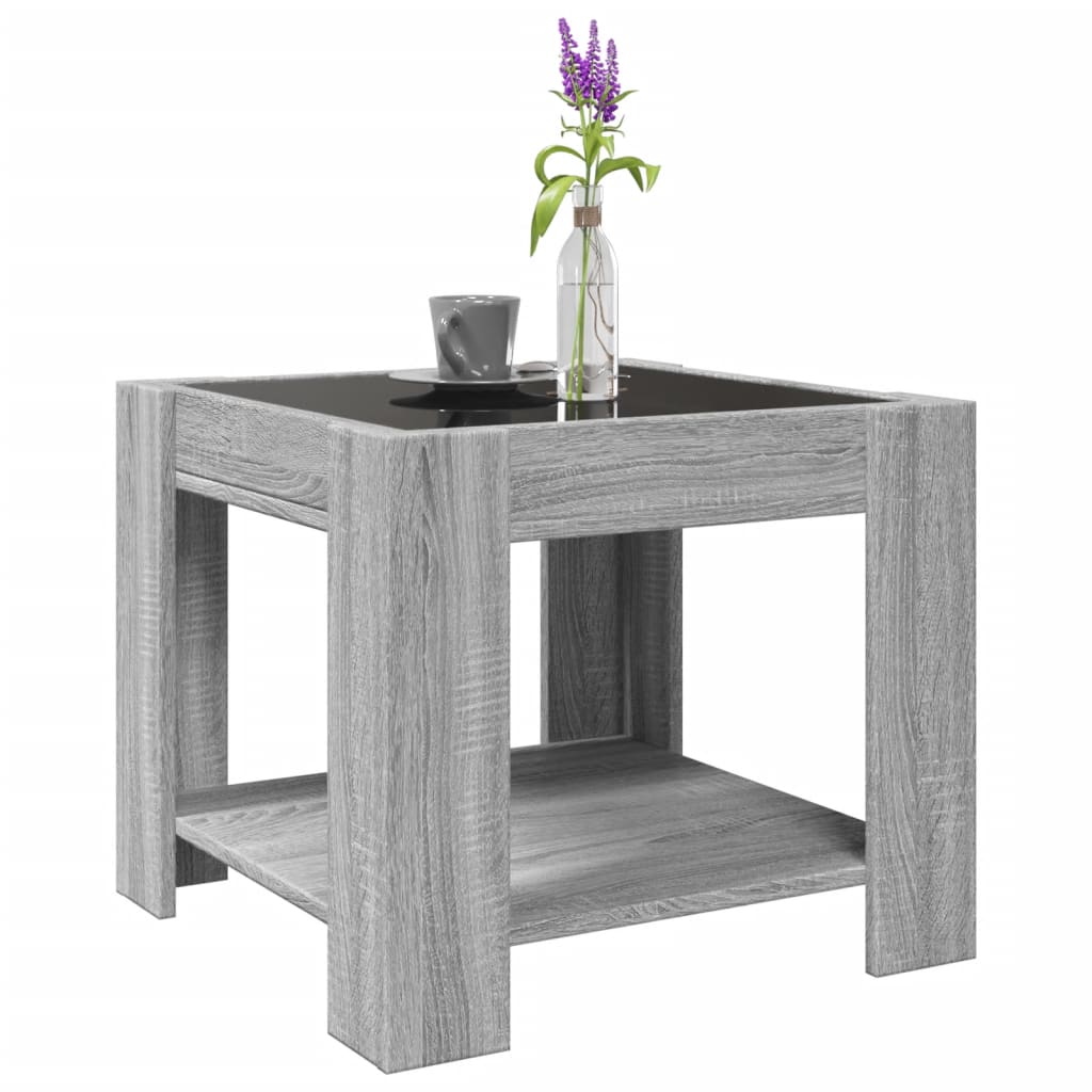 LED Coffee Table Grey Sonoma 53x53x45 Cm Particleboard