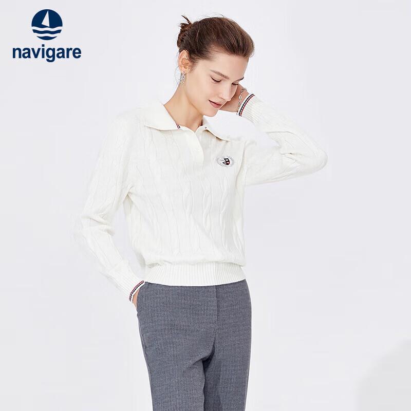 Navigare Women s Collared Cable Knit Sweater M