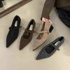Internet celebrity explosion retro foot set with skirt single shoes Korean shallow mouth one-word buckle lazy shoes