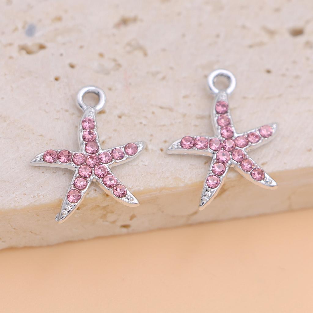 10Pcs Silver Plated Crystal Starfish Charms Pendant For Jewelry Making Bracelet Necklace Earrings Accessories Diy Craft 18X13Mm