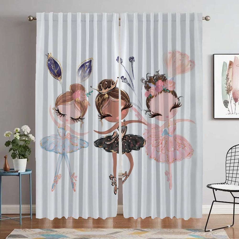 

Домашние шторы для интерьера 2 штуки Балетные шторы Детская комната Хэллоуин Украшение Оконные шторы Жалюзи Перегородка Гостиная Кухня W50xH70cmx2pcs-CL