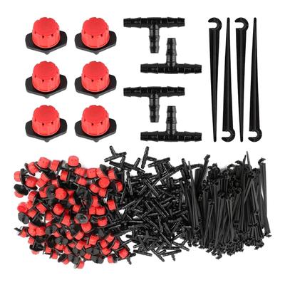 100Pcs Adjustable Micro Drip Dripper 100Pcs T Connector 100Pcs Garden Hose Ground Anchors Drip System Automatic