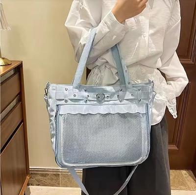Transparent Ita Bag Large Capacity Original Design JK Uniform Shoulder Bag Leisure Lightweight Solid Color Handheld Tote Bag