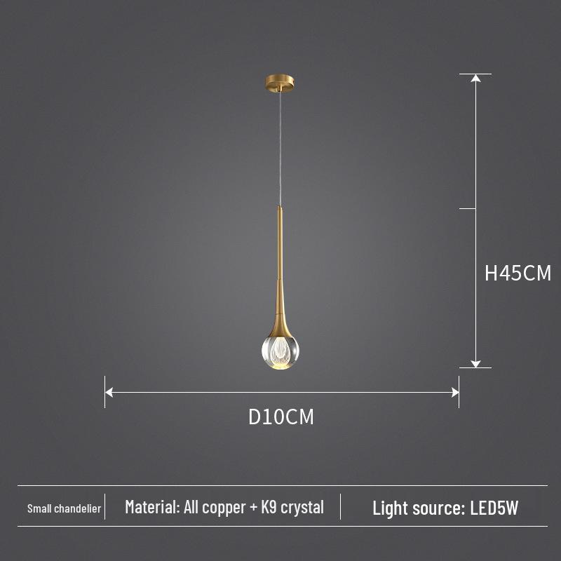 

Скандинавский хрустальный одноламповый подвесной светильник для спальни или столовой