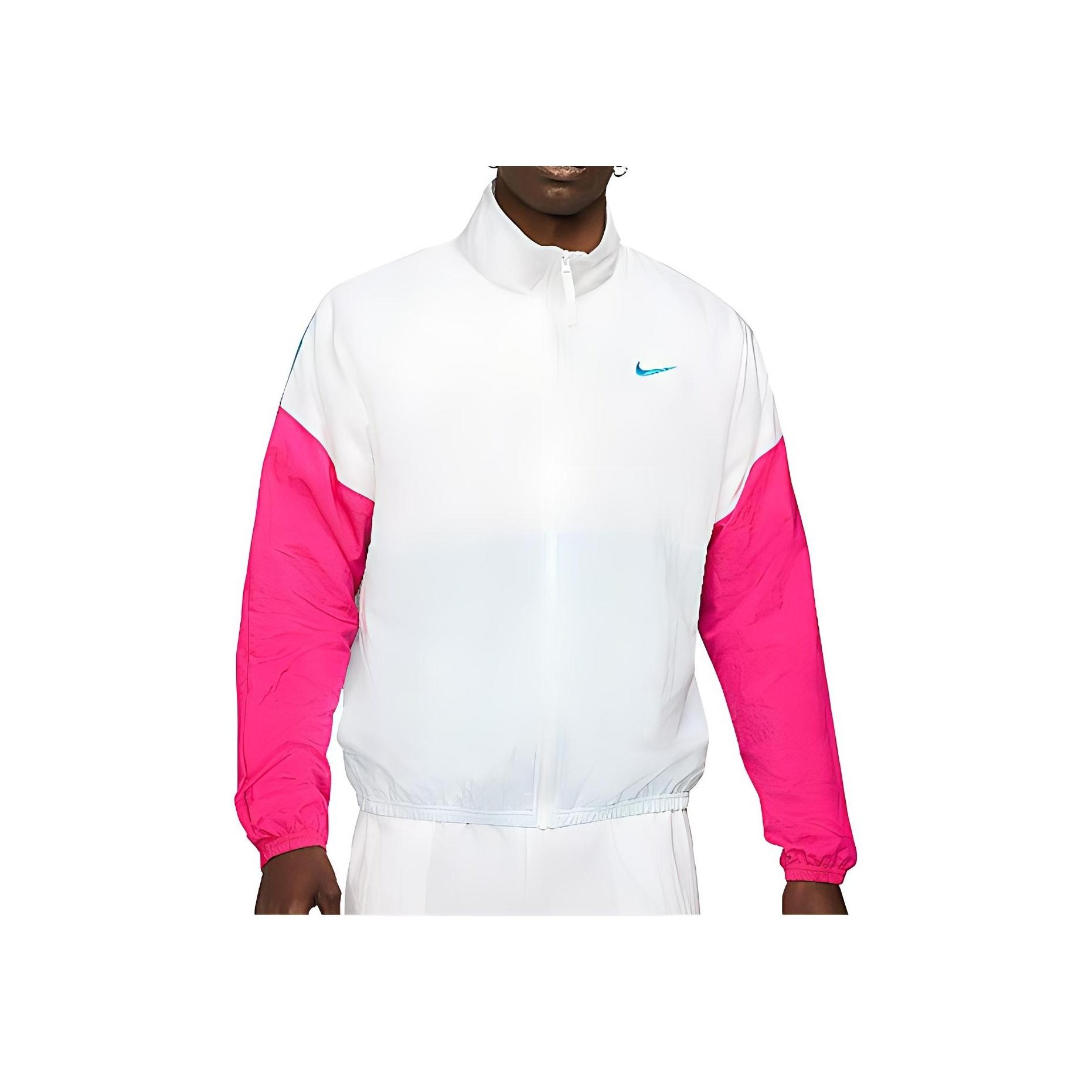 Nike Sportswear Woven Stand Collar Jacket White Pink Blue Men CW7349-100 XL