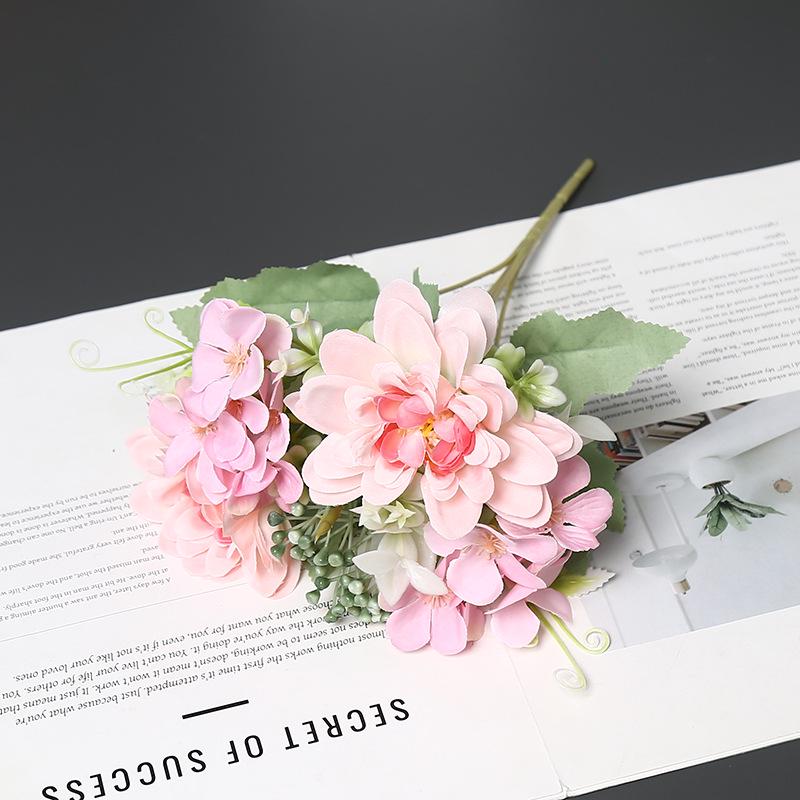 Spring Dahlia Silk Flowers: Artificial Floral Decoration for Dining Table, Home Ornament, or Photography Prop