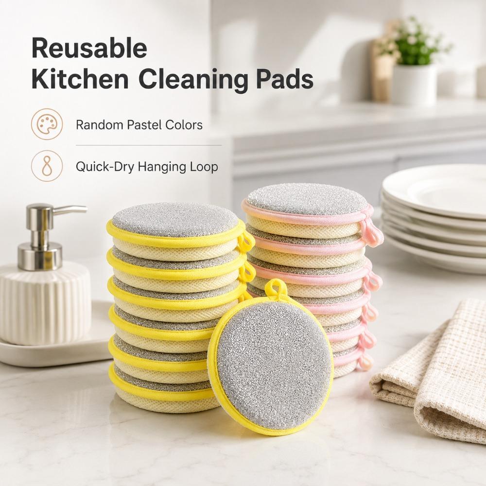 Reusable Double Side Dishwashing Sponge Kitchen Cleaning Pad for Pot Pan Bowl Dish Wash Scrubber Household Tool Set Kit