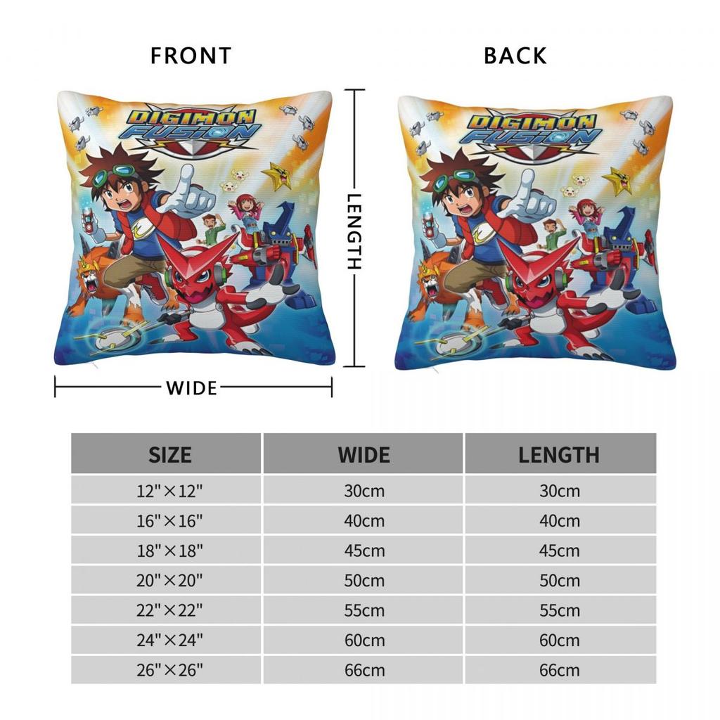 Stylish Bedroom Digital Monster Digimon Decoration Pillowcase Merch Pillow Cover Zipper Multi-Size