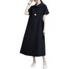 Polo Collar Lapel Short Sleeved Loose Pocket Women's Casual Dress